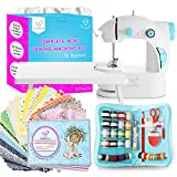 CraftBud Kids Sewing Machine for Beginners Girls, Mini Sewing Machine, 122 PC Set Kids Sewing Machine Ages 8-12 with Dual Speed, Travel Portable Sewing Machine for Kids with DIY Sewing Book, Extension Table, Fabrics, Accessories Pouch & More