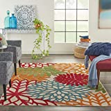 Nourison Aloha ALH05 Indoor/Outdoor Floral Green 5'3' x 7'5' Area Rug (5'x8')