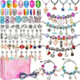 130 Pieces Charm Bracelet Making Kit Including Jewelry Beads Snake Chain, DIY Craft for Girls, Jewelry Christmas Gift Set for Arts and Crafts for Kids Ages 8-12