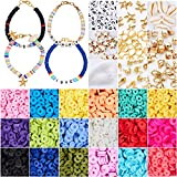 GOLRAY 4800 Pcs Flat Round Polymer Clay Spacer Beads for Jewelry Making Bracelets Necklace Earring DIY Craft Kit with Pendant and Jump Rings - Creat 30-40 Pack Bracelets (6mm 18 Colors Beads)