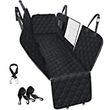 PETICON Car Seat Cover for Dogs, 100% Waterproof Dog Seat Cover for Back Seat with Mesh Window, Scratchproof Dog Car Hammock for Cars, Trucks, SUVs, Jeep, Nonslip Dog Back Seat Protection, Black