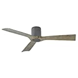 Aviator Indoor and Outdoor 3-Blade Smart Flush Mount Ceiling Fan 54in Graphite Weathered Gray with Wall Control (Light Kit Sold Separately)