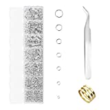 JIAYIQI 2300Pcs Silver Open Jump Rings for Jewelry Making Supplies Kit with Jump Ring Opener and Tweezer Jewelry Findings Set