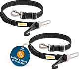 PAWBEE Dog Seat Belt - 2 Pack Upgraded 3-in-1 Easy Clip Dog Seatbelts - Durable Nylon Dog Seatbelt Harness with Reflective Elastic Bungee for Safety - Adjustable Pet Car Seat Belt with Buckle