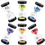 Sand Timer, Hourglass Sand Timers Colorful 1/3/5/10/15/30 Minutes Sandglass Timer with Protective Cover for Classroom Home Office Cooking (Pack of 6)