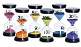 Sand Timer 6 Colors Hourglass 1/3/5/10/15/30 Minutes Sandglass Timer Sand Clock for Kids Games Classroom Kitchen Home Office Decoration (Pack of 6)
