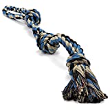 XL Dog Rope Toy for Aggressive CHEWERS - Benefits Non-Profit Dog Rescue - Extra Large Dog Rope Toys for Large Dogs - Large Dog Toy Floss - Nearly Indestructible Dog Toys (Blue)