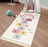 HiiARug Hopscotch Kids Rug 27' x63' Fun and Educational Playroom Rug Soft Durable Rainbow Floor Carpet Kid’s Play Mat for Bedroom, Playroom, Nursery, Gift for Girls & Boys(Colorful)