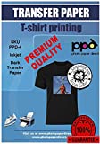 PPD Inkjet Premium Iron-On Dark T Shirt Transfers Paper LTR 8.5x11' Pack of 20 Sheets (PPD004-20)