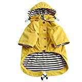 Dog Zip Up Dog Raincoat with Reflective Buttons, Rain/Water Resistant, Adjustable Drawstring, Removable Hood, Stylish Premium Dog Raincoats - Size XS to XXL Available - Yellow - Medium