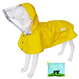 Waterproof Dog Raincoat, Adjustable Reflective Lightweight Pet Rain Clothes with Poncho Hood (Yellow, Medium)