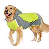 IECOii Dog Raincoat, Adjustable Dog Rain Jacket with Reflective Stripes, Dog Rain Coat with Hood, Waterproof Lightweight Dog Coat, Dog Raincoat with Magic Sticker, Pet Raincoat for Medium Large Dogs
