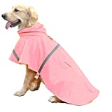 HAPEE Dog Raincoats for Large Dogs with Reflective Strip Hoodie,Rain Poncho Jacket for Dogs
