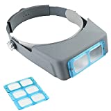 Headband Magnifier Double Lens Head-Mounted Reading Magnifier Loupe Jewelry Visor Opitcal Glass Binocular Magnifier with Lens Magnification-1.5X 2X 2.5X 3.5X