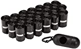 Amazon Basics Unscented Standard Dog Poop Bags with Dispenser and Leash Clip, 13 x 9 Inches, Black - 20 Rolls (300 Bags)