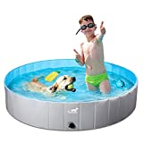 Toozey Foldable Dog Pool, Slip-Resistant Kiddie Pool, Portable PVC Pet Dog Swimming Pool, Plastic Kiddie Pool for Kids, Dog Pet Bath Pool for Small to Large Dogs