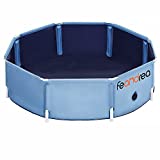 FEANDREA Dog Pool, Foldable Pet Swimming Pool, Portable Collapsible Pet Bath Tub, Anti-Slip Design, Indoor and Outdoor, Blue UPDP002Q01