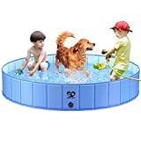 Casfuy Foldable Dog Pool - [2021 Upgraded Version] Portable Dog Swimming Pool &Collapsible Swimming Pool for Small Large Dogs and Duck for Outside 63'x12'