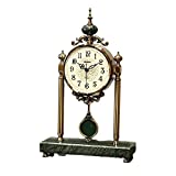 HDHR Vintage Mantel Clock with Pendulum Grandfather Clock, Desk Clock for Living Room Decor, Farmhouse Antique Anniversary Metal Digital Clock for Mantelpiece Office Bedroom Bedside,Green