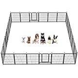 FXW Dog Fence Outdoor, 24 Panels 32Inch Height Outdoor Dog Playpen Exercise Pens Outdoor Protect Design Poles for Medium/Small Dogs, Pet Puppy Playpen for Camping, RV, Yard, Garden Outdoor Indoor
