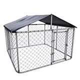 Kullavik Outdoor Dog Kennel Dog Cage Dog Playpen Dog Fence Chicken Coop Hen House Pet Playpen with Heavy Duty Large Galvanized Chain Link,, UV & Water Resistant Black Proof Cover