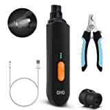 GHG Dog Nail Grinder Upgraded - Professional LED Lighting 3-Speed Rechargeable Pet Nail Trimmer with Clippers, Quiet Low Noise, Paws Grooming and Smoothing for Small Medium Large Dogs and Cats