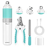 JBONEST Dog Nail Grinder with Quite Low Noise for Large Medium Small Dogs and Cats, Highly Speeds Rechargeable Pet Claw Trimmer with Clipper and File