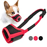 LUCKYPAW Dog Muzzle Anti Biting Barking and Chewing, with Comfortable Mesh Soft Fabric and Adjustable Strap, Suitable for Small, Medium and Large Dogs (XS, Red)