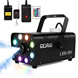 GEJRIO Fog Machine, 500W Smoke Machine with 16 Color Controllable Lights Effect, Automatic Fog Machine Outdoor with Wireless and Wired Remote Control for Parties & Stage (8 LED Lights)