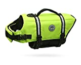 Vivaglory Ripstop Dog Life Vest, Reflective & Adjustable Life Jacket for Dogs with Rescue Handle for Swimming & Boating, Bright Yellow, L