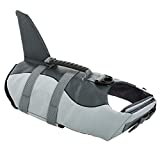 Queenmore Dog Life Jacket Ripstop Dog Safety Vest Adjustable Preserver with High Buoyancy and Durable Rescue Handle for Small,Medium,Large Dogs, Grey Shark Small