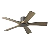 Aviator Indoor and Outdoor 5-Blade Smart Flush Mount Ceiling Fan 54in Graphite Weathered Gray with Wall Control (Light Kit Sold Separately)