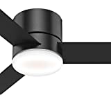 Hunter Fan 44 inch Low Profile Matte Black Indoor Ceiling Fan with Light Kit and Remote Control (Renewed)