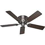Hunter Indoor Low Profile III Ceiling Fan with Pull Chain Control, 52', Antique Pewter