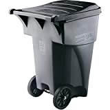 Rubbermaid Commercial Products BRUTE Rollout Heavy-Duty Wheeled Trash/Garbage Can - 65 Gallon - Gray
