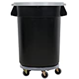 TableTop King 32 Gallon Gray/Black Trash Can, Lid, and Dolly Kit
