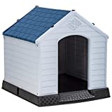 Dog House Indoor Outdoor Pet Kennel with Air Vents and Elevated Floor Ventilate Waterproof Plastic 28 Inch High Dog House,Easy to Assemble