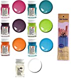Testors Enamel Paint, Magenta, Gloss Teal, Gloss Grape, Gloss Turquoise, Gloss Sublime, Gloss Tangerine, and Clear Thinner, 1 3/4 Ounce (Pack of 7) - with Make Your Day Paintbrushes