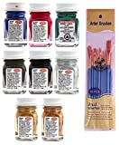Testors Metallic Enamel Paint Variety, Artic Blue, Graphite Gray, Black, Red, Copper, Silver, Gold, Metal Flake Green, and Thinner 1/4 oz (Pack of 9) - with Make Your Day Paintbrushes