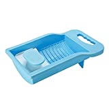 Emivery Mini Hand Washboard Personal Underwear Sock Washing Board Plastic Non-Slip Laundry Board Wash Basin for Home Travel (Blue)
