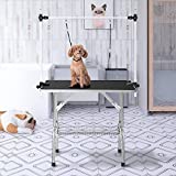SoarFlash Pet Dog Grooming Table Foldable,Heavy Duty Foldable Pet Grooming Table with Arm & Noose & Mesh Tray, Maximum Capacity Up to 330lbs, 36inch, Black