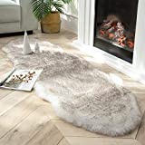Ashler HOME DECO Ultra Soft Faux Fox Fur Rug White Brown Fluffy Area Rug, Carpets Fluffy Rug Chair Couch Cover for Bedroom Floor Sofa Living Room 2 x 6 Feet