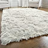 Gorilla Grip Thick Fluffy Faux Fur Washable Rug, Shag Carpet Rugs for Nursery Room, Bedroom, Luxury Home Decor, Soft Floor Plush Carpets, Durable Rubber Backing, Rectangle, 4x6, Ivory