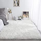 HOMBYS 6x9 Oversized Faux Fur Area Rug for Living Room Bedroom, Super Soft & Fluffy White Faux Sheepskin Play Carpet for Kids Baby and Children, Luxury Plush Furry Décor Shaggy Feet Mat for Bedside