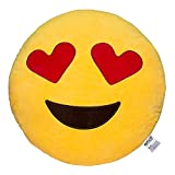 Emoji Heart Eyes Face Emoticon Cushion Stuffed Plush Soft Pillow, Official Certified, EvZ 32cm Yellow