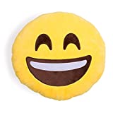 Consumer Goods Inc Emoji Pillows Emoticon Plush Yellow Round Soft Toy (Smiling Face Open Mouth Eyes)