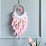 Dream Catchers, Pink Dream Catcher Tree of Life Wall Decor, with Natural Healing Crystal Stone, Perfect Handmade Dreamlike Crystal Dream Catcher (Pink- Small Tree of Life)