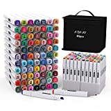 Markers Set with Base, 80 Colors Art Marker Pen Set for Kids and Adult, Double-Ended Alcohol Based Drawing Art Supplies with Fashion Carrying Case and Upgraded Base, Back to School Art Supplies