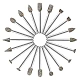 60 Grit 20Pcs Diamond Burr Set - GOXAWEE Rotary Grinding Burrs Drill Bits Set with 1/8-inch Shank, Diamond-Coated Stone Carving Accessories Bit Universal Fitment for Rotary Tools