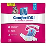 OUT! Disposable Female Dog Diapers | Absorbent Female Dog Diapers with Leak Protection | Female Dogs in Heat, Excitable Urination, or Incontinence | Medium/Large | 32 Count
